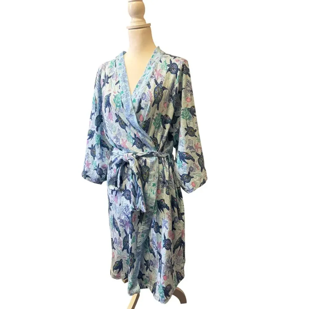 Vera  bradley nwt Turtle Dream knit cotton spandex blend robe Sm/ med